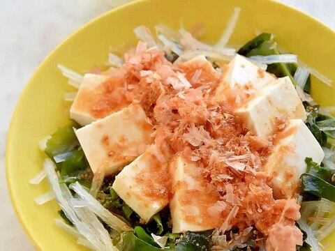 糸寒天の海藻豆腐サラダ